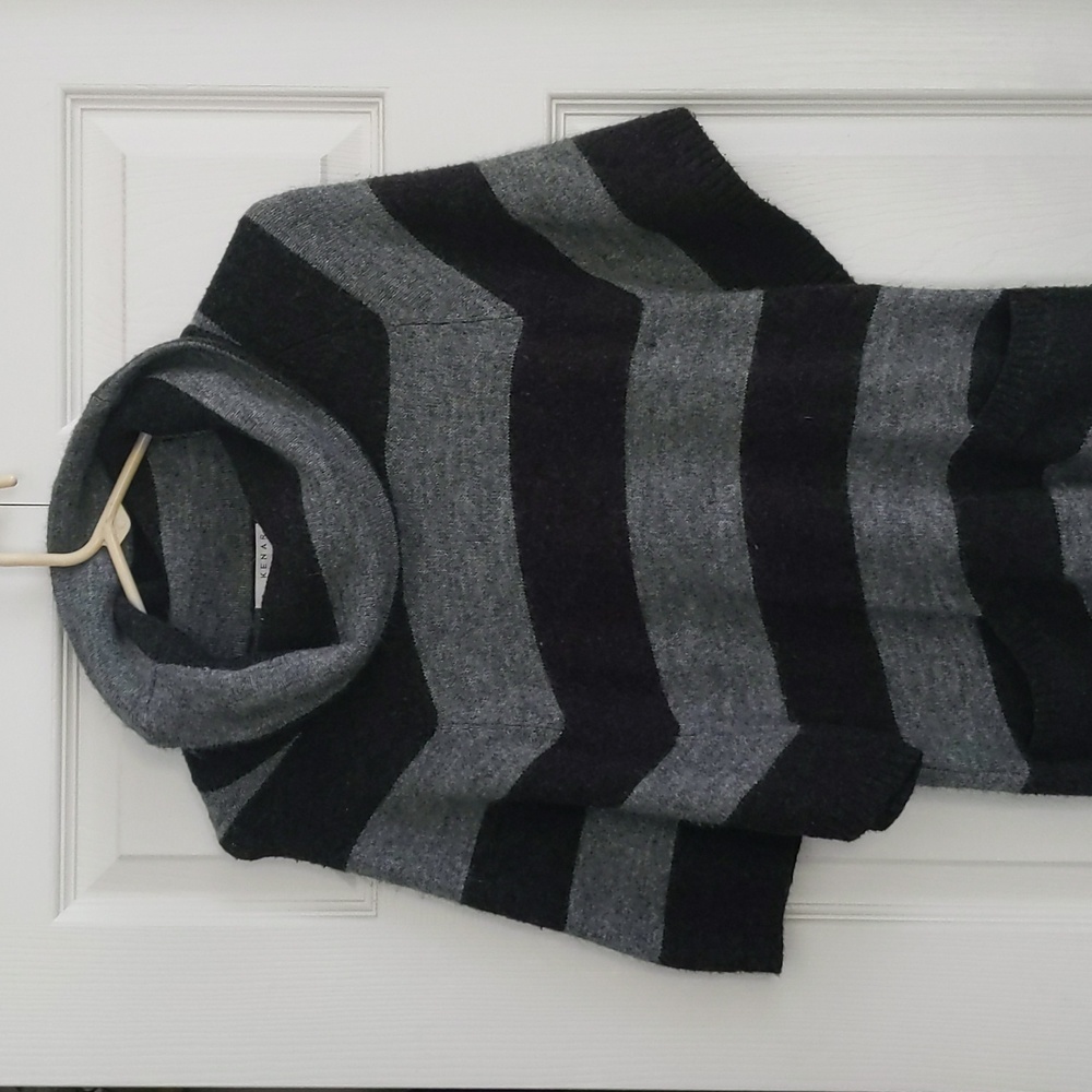 Kenar poncho sweater size S grey striped long sweater vest